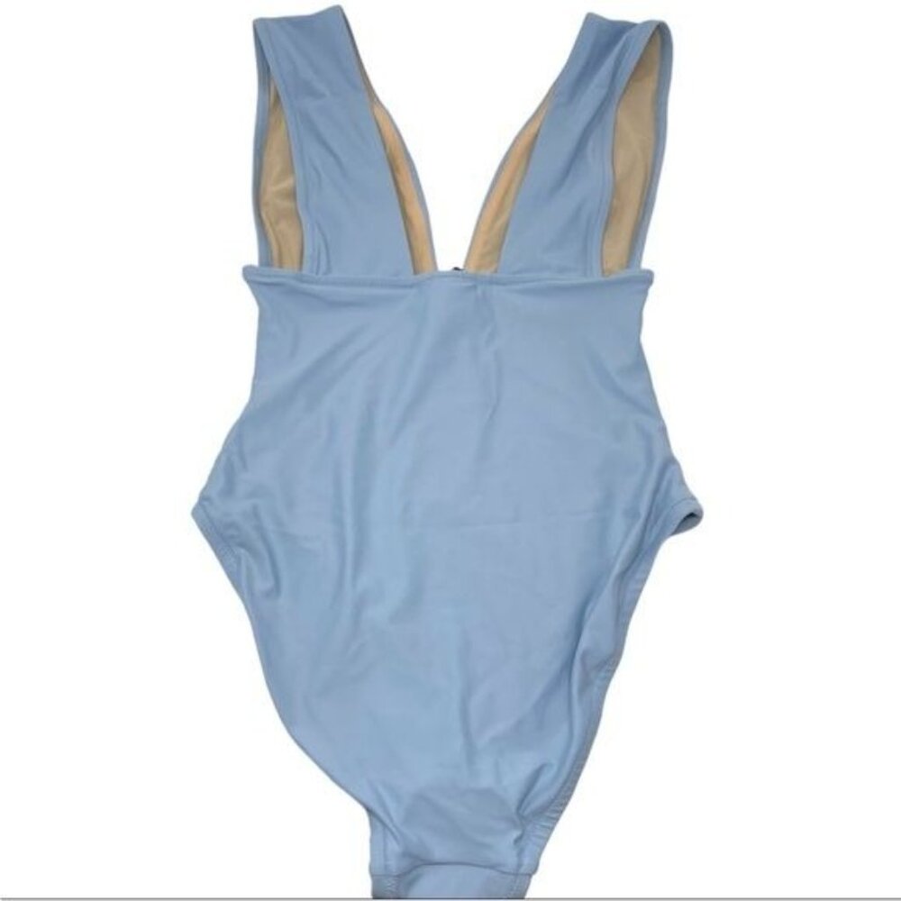 J. Crew V Neck One Piece Swimsuit Blue Mist NWT - Picture 6 of 7